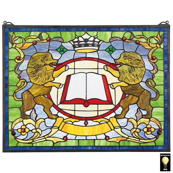 Design Toscano Lion Coat of Arms Stained Glass Window TF81